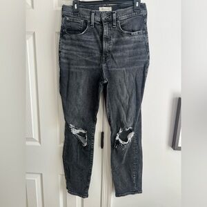 Madewell The Mom Jean Distressed Black